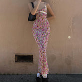 Floral Suspender Lace Long Dress